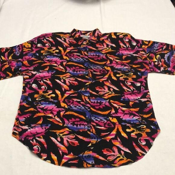 Vintage By Krush women’s fish print blouse size M - Picture 8 of 9